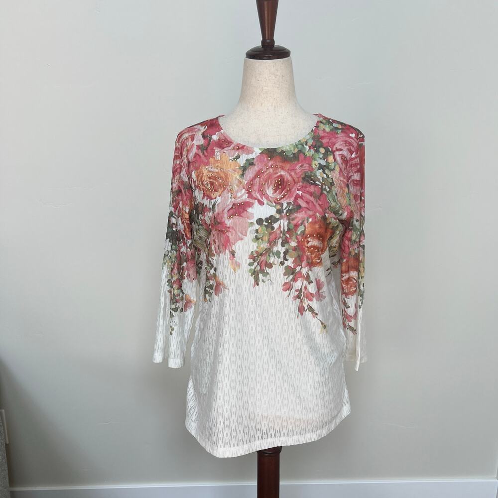 ALFRED DUNNER Women's Floral Embellished Top